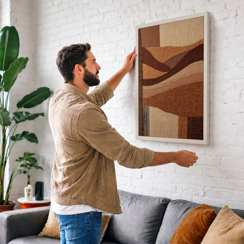Warm Geometry Abstract - Wrapped Canvas, 36x24 - 91.4 x 61.0 cm, Terracotta Border