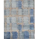 Abstract Area Rug in Light Blue