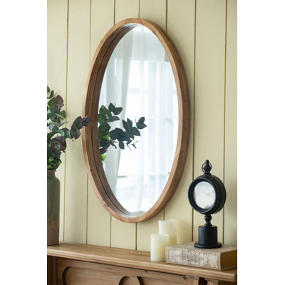 24" X 36" Oval Wall Mirror With Wood Frame,Bathroom Mirror,Living Room Mirror