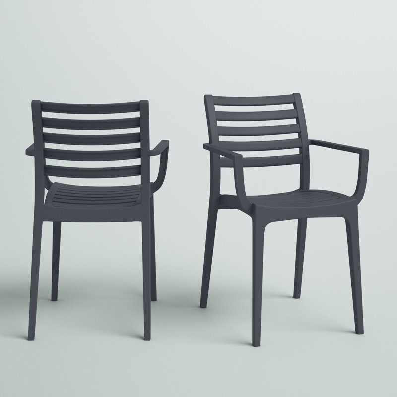 Chaise de salle à manger empilable pour patio Melissus, Gris foncé