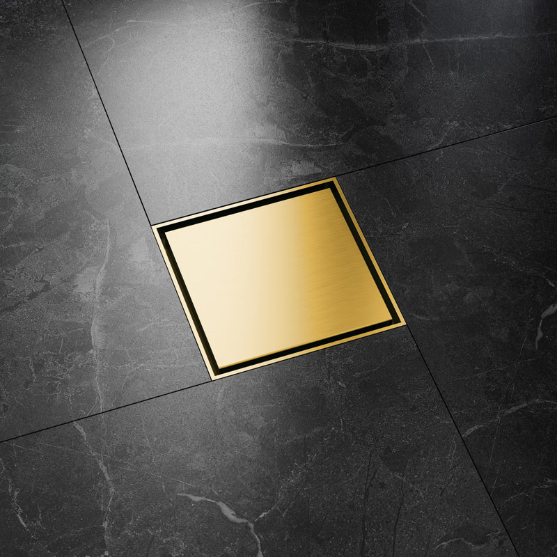 24" Modern Shower Linear Drain Brushed Gold, Brushed Gold