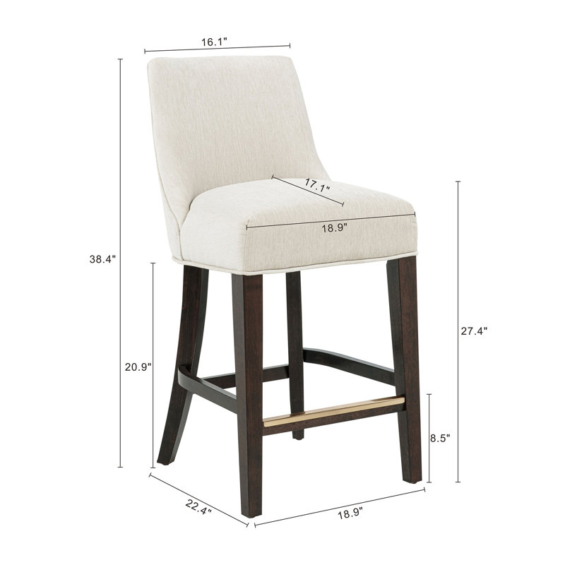 Tabouret de comptoir Beever, Crème, Tabouret de comptoir (siège d'une hauteur de 27,4