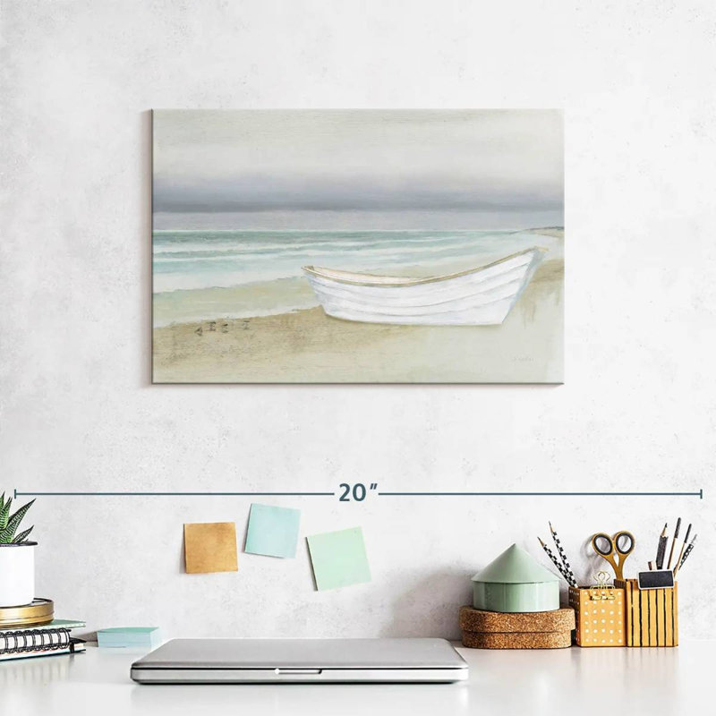 Mehar Serene Seaside With Boat, 8" H x 12" W