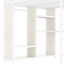 Grain de bois blanc, grand lit mezzanine, bureau, garde-robe, rangement, espace, espace privé, optimisation intégrée en métal, pièce