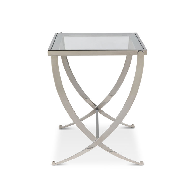 Glass End Table, Silver