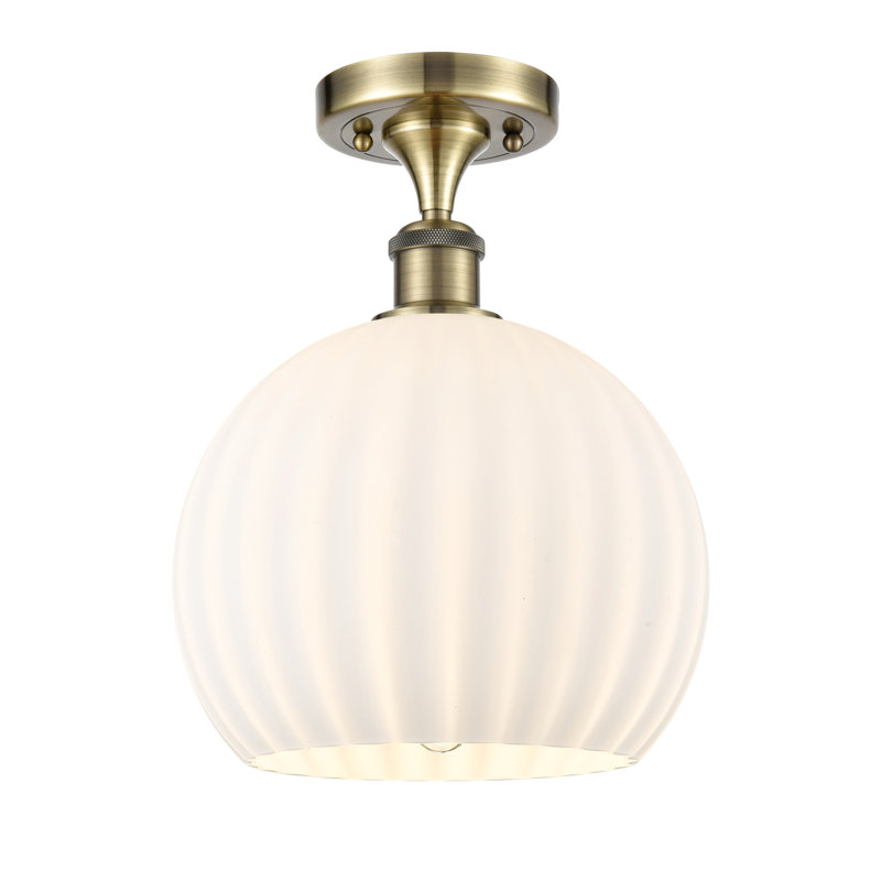 Plafonnier semi-encastré 1 lumière Ballston - Adriao, H 13 po x l 10 po x P 10 po, Laiton antique