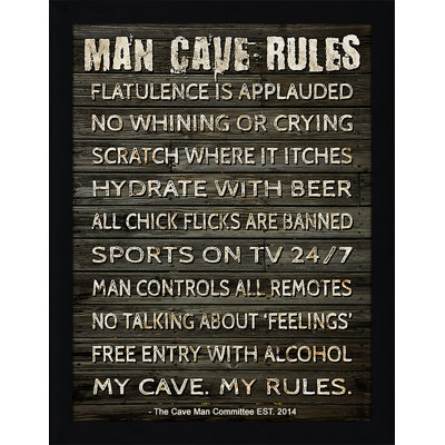 « man cave rules i », art textuel encadré