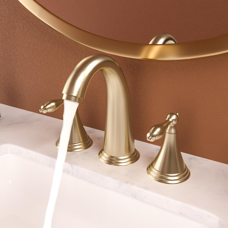 3 Hole Bathroom Sink Faucet with Pop Up Drain and 2 Handles, Gold