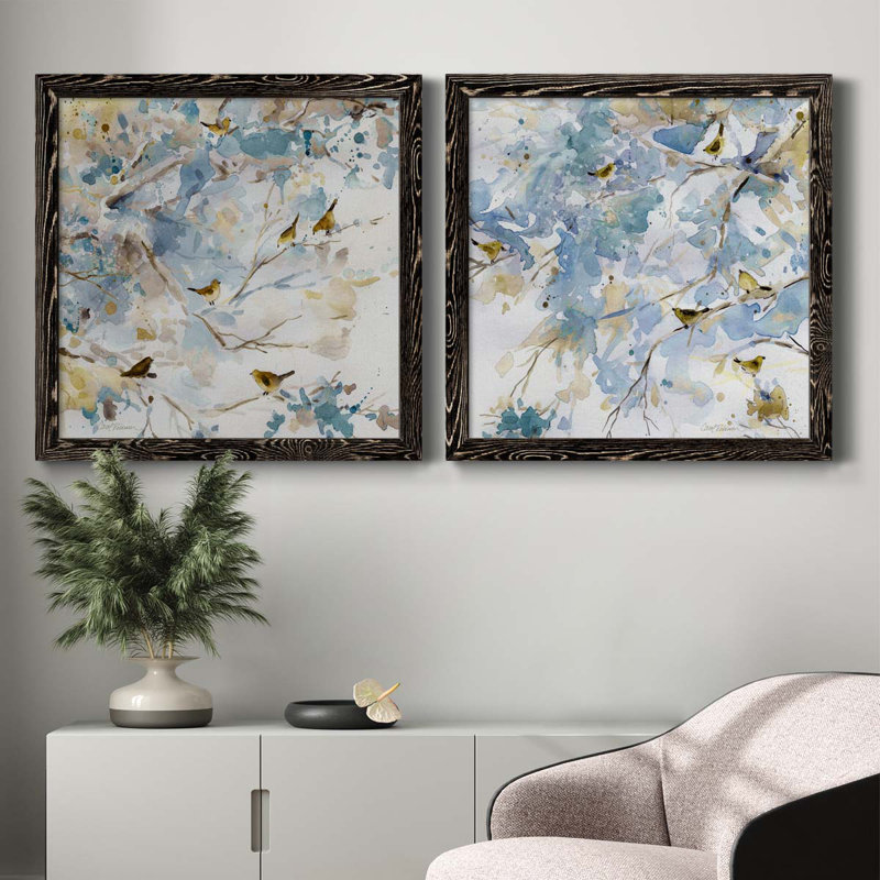 «Topaz Spring I», ensemble de 2 peintures sur toiles, Toile avec cadre noir, H 31,5 po x l 63 po x P 1,5 po