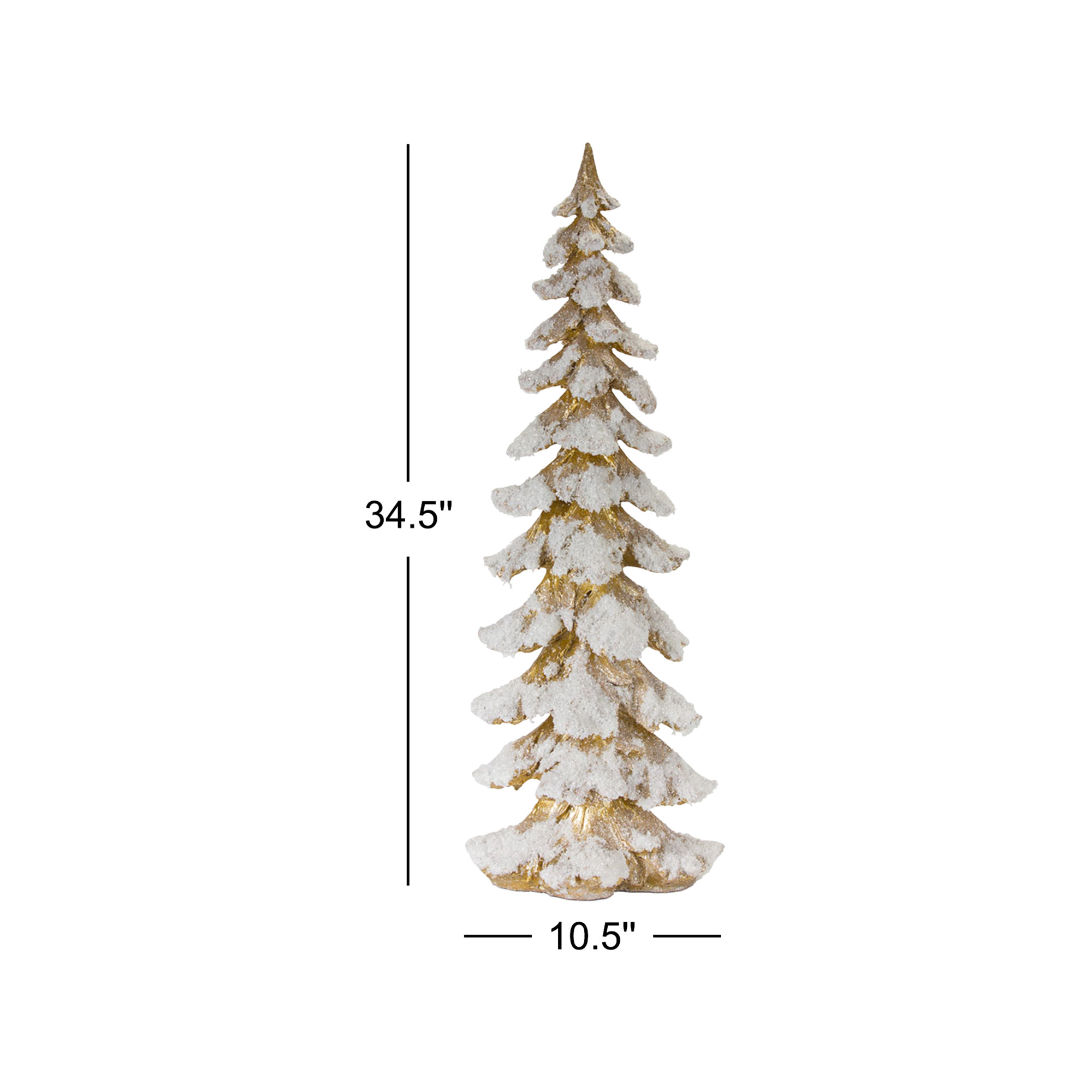 Resin Tree, 34.5" H x 10.5" W x 7.75" D, Gold