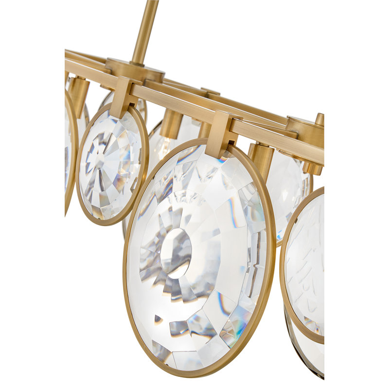 Nala 8 - Ligh Kitchen Island Linear Pendant, Heritage Brass