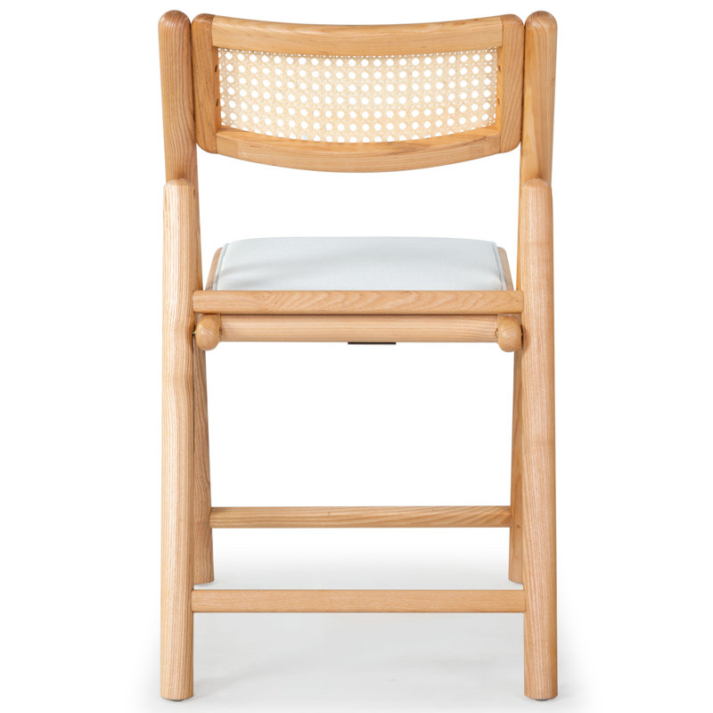 Shaylie Upholstered Seat Folding Dining Chair, Natural/White