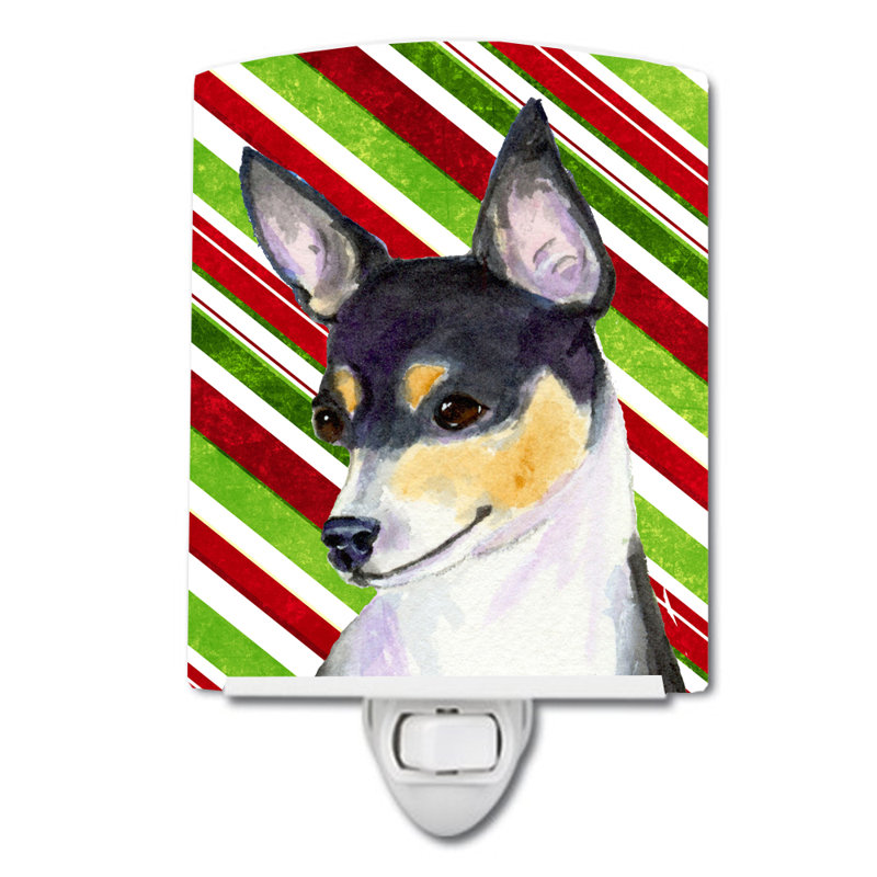 Chihuahua de canne à sucre en céramique pour noël