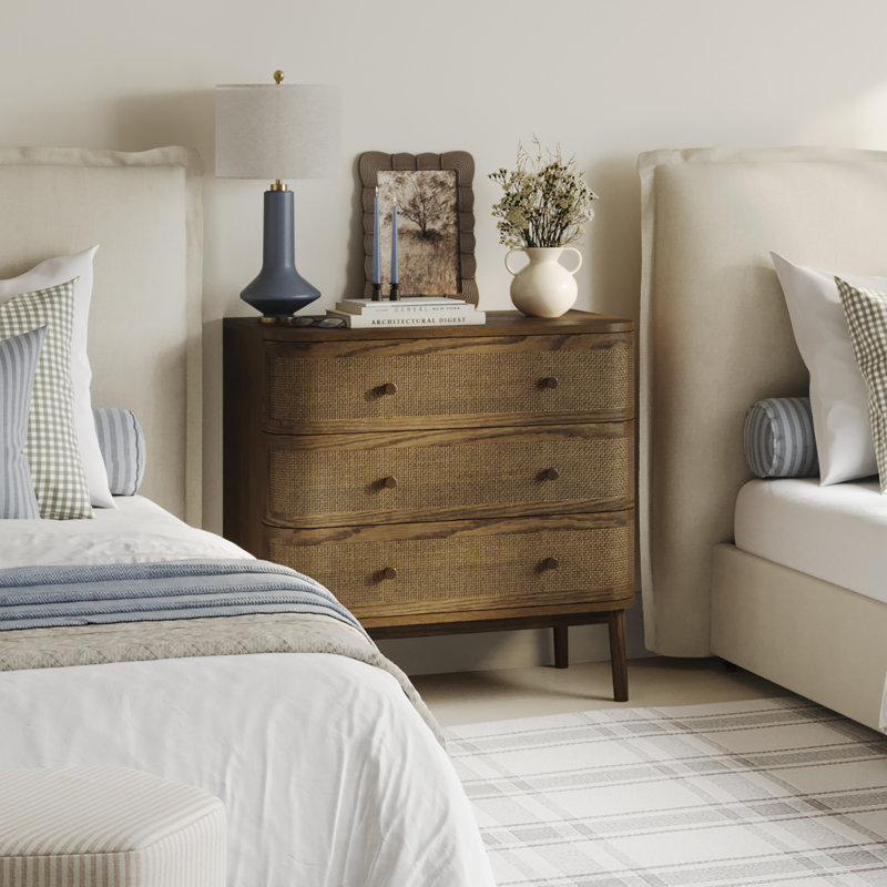 CALLIE 3 DRAWER SMOKED WOOD CHEST OF DRAWERS