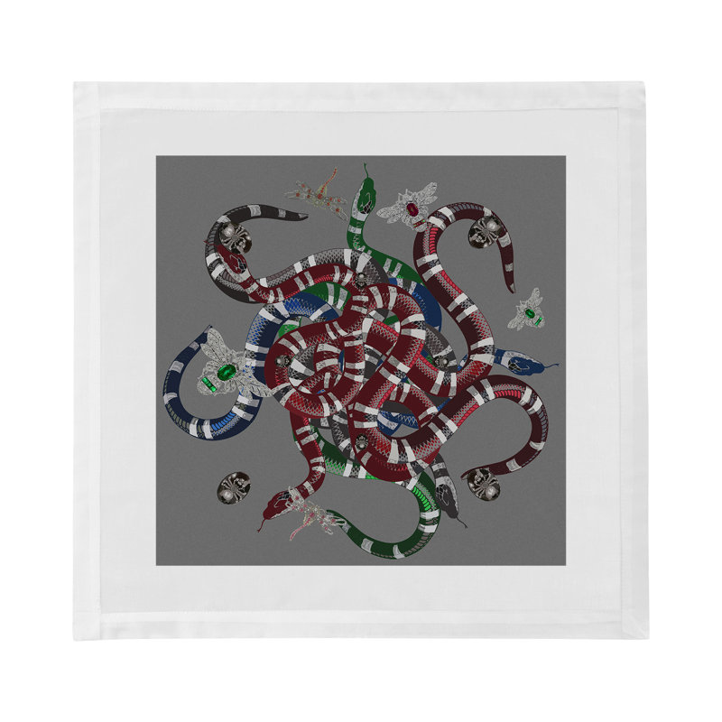 Ouroboros Cotton Sateen Dinner Napkins, Gray