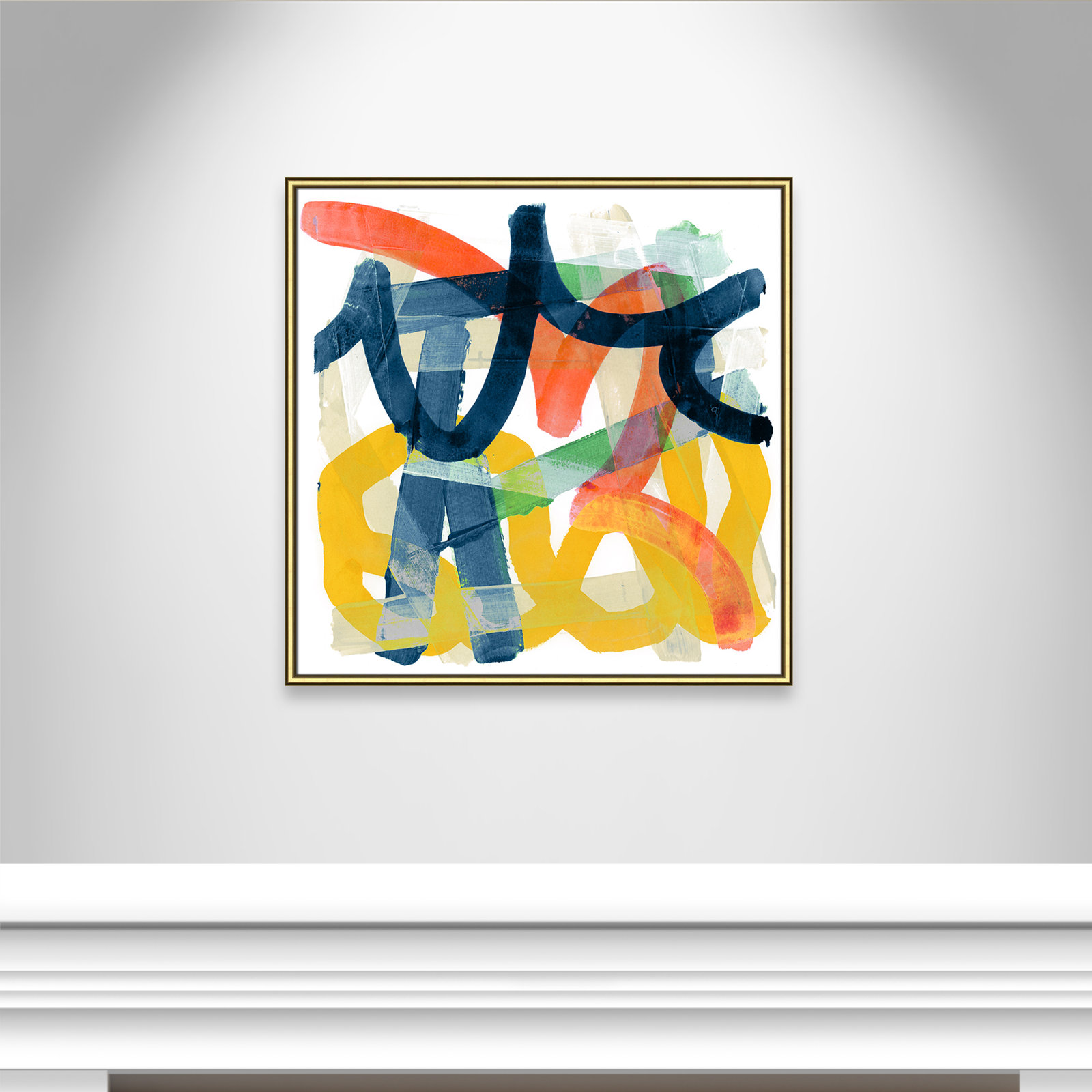 Shuffling by Cartissi - Picture Frame Painting, Gold Framed, 33.25" H x 33.25" W x 0.88" D