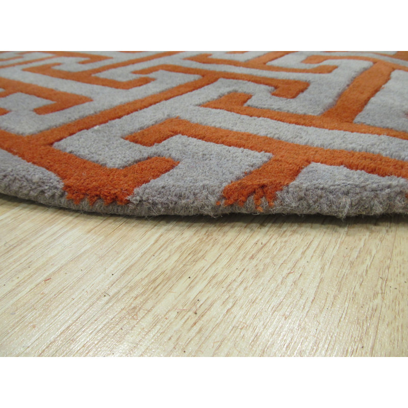 Tapis gris confortable en laine touffeté à la main Celia, Rectangle de 5 pi x 8 pi