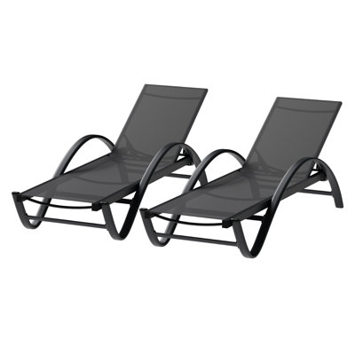 Rannon Adjustable Outdoor Lounge Chairs with Armrests by Winston Porter