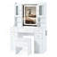 Meuble-lavabo vintage avec lumières miroir ajustables, 5 tiroirs, 4 armoires et station de charge pour la chambre à coucher