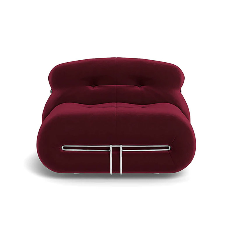 Fauteuil de chambre rembourré Ashtola, Velours rouge
