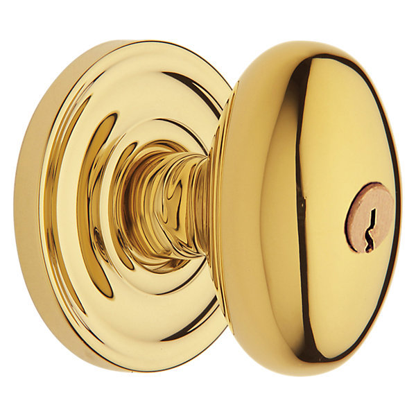 Keyed Egg Knob with Classic Rose, Non Lacquered Brass
