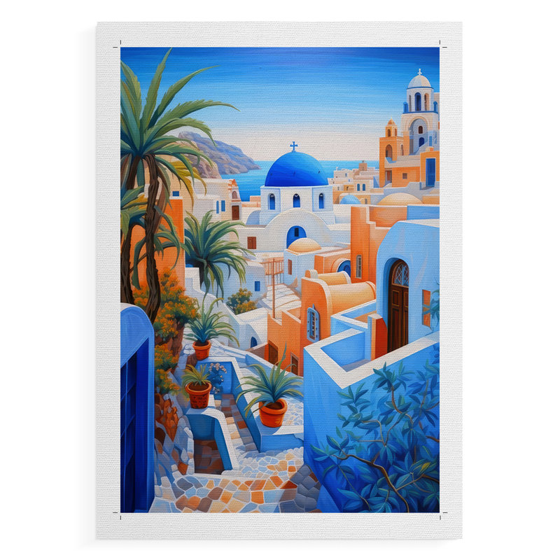 Oia Caldera I - Impression sur toile seulement - NON-CADRE, H 12 po x l 8 po