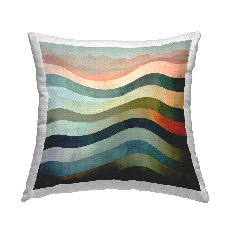 Coussin décoratif d'extérieur imprimé à rayures dynamiques Fluid par Lazar Studio