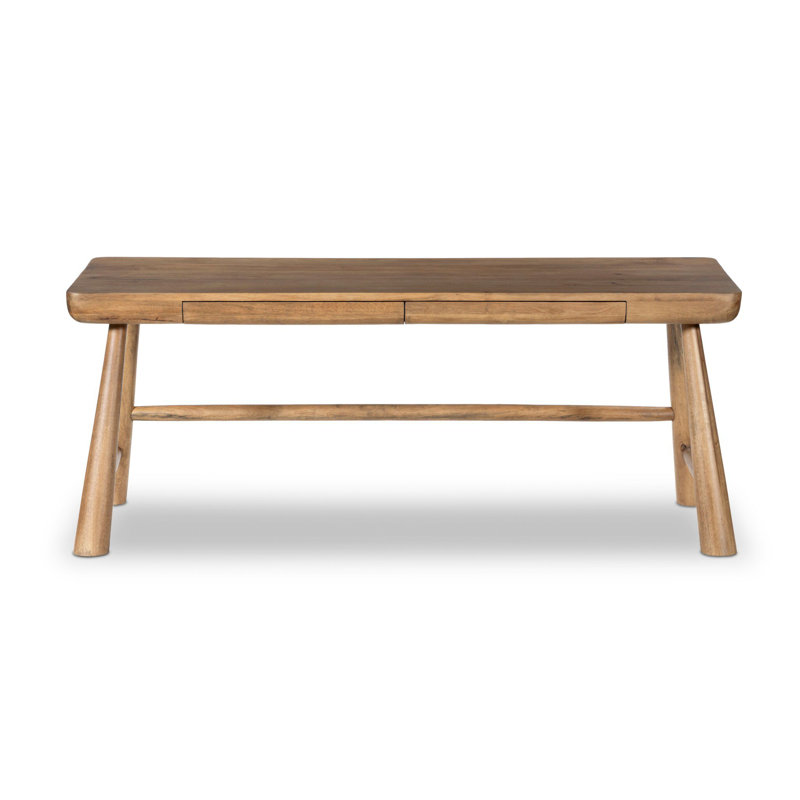 LORIK Solid Wood Writing Desk, Light Brown