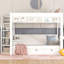 Lit superposé convertible en bois avec escalier de rangement, table de chevet et 3 tiroirs