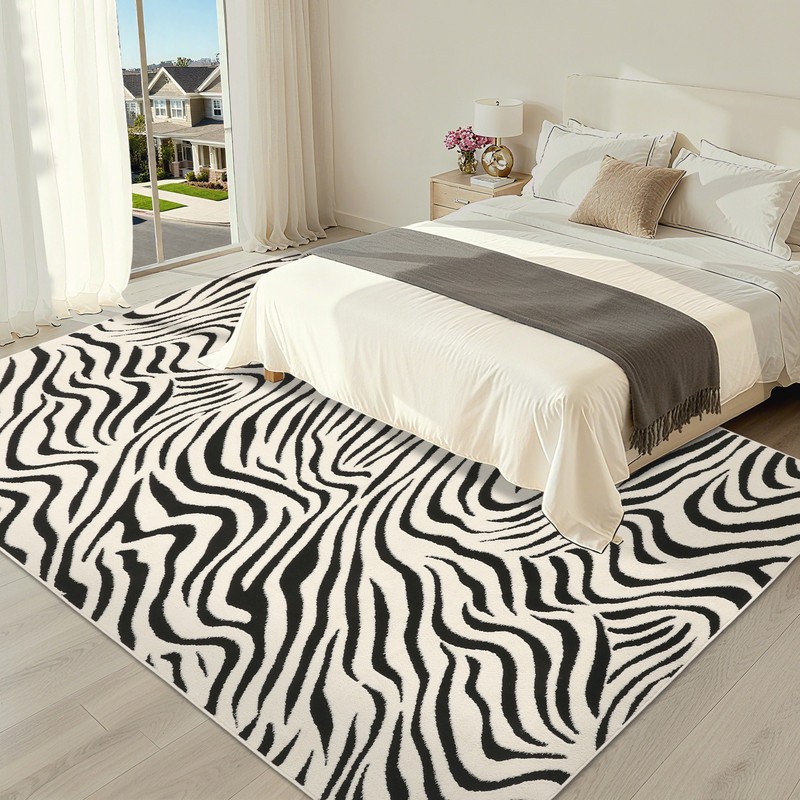 Tapis lavable à la machine, antidérapant, à motif zèbre moderne, Rectanlge 6'x9'