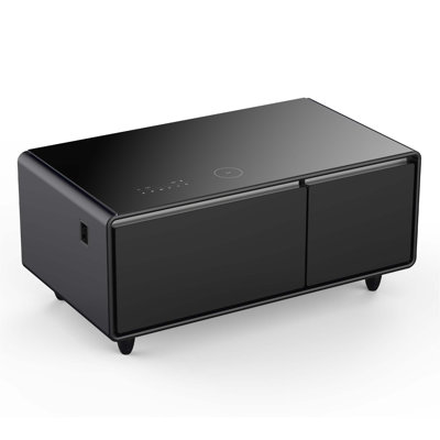 Table basse moderne et intelligente avec réfrigérateur intégré, congélateur, haut-parleur Bluetooth, chargement sans fil et panneau de commande tactile