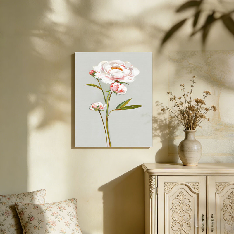Magie et pivoine moderne, art mural non encadré, L 36 po x l 24 po