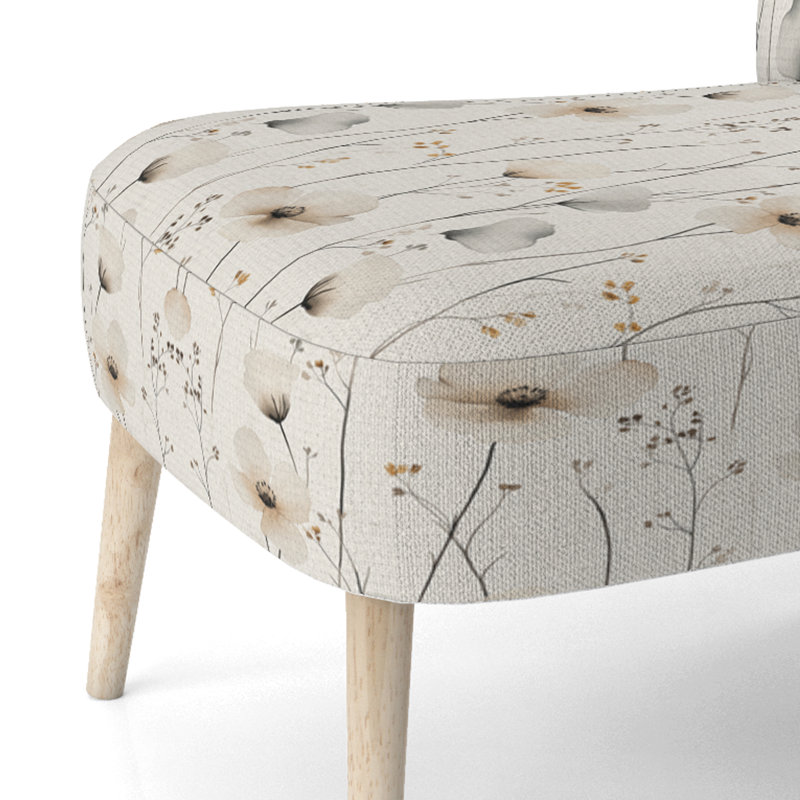 Chaise rembourrée Floral - Chaise d'appoint noire Wildflowers, Chaise d'appoint sans accoudoirs