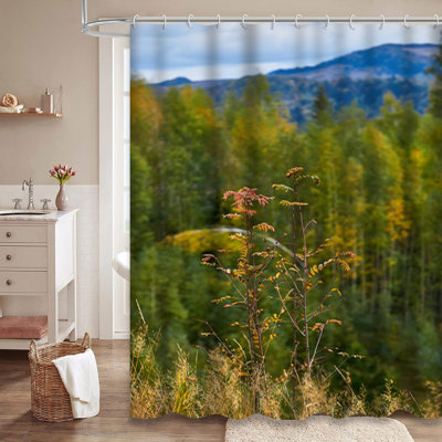 Rideau de douche avec 12 crochets Beautiful Mountain