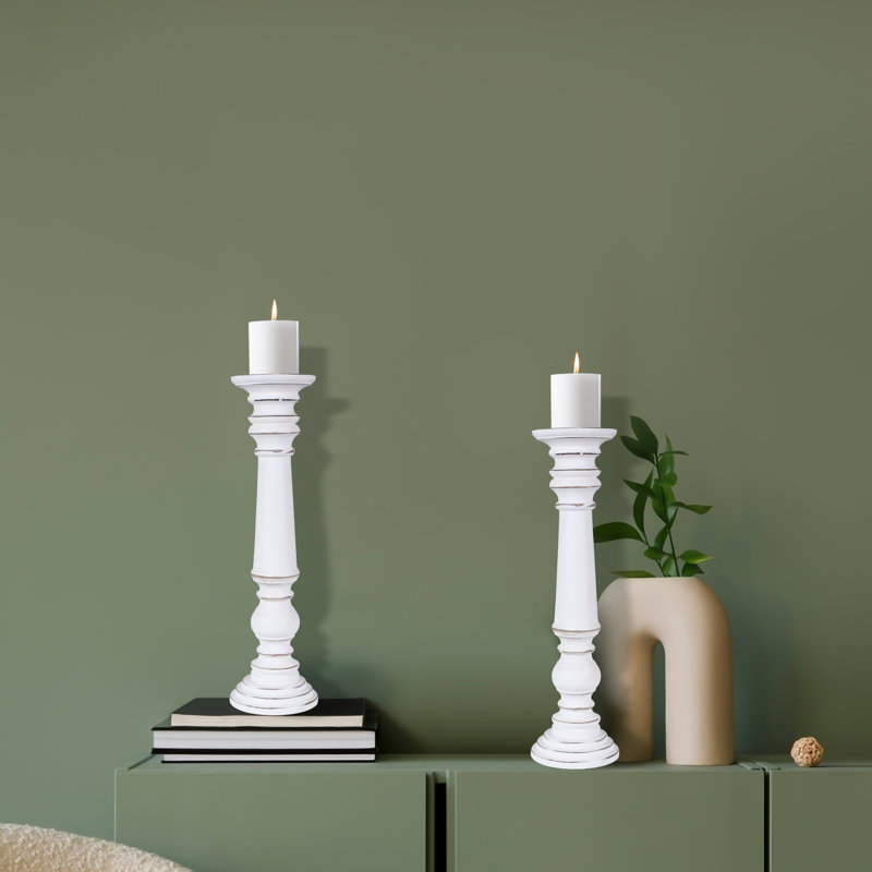 Wood Tabletop Candlestick, 45cm H x 15cm W x 15cm D