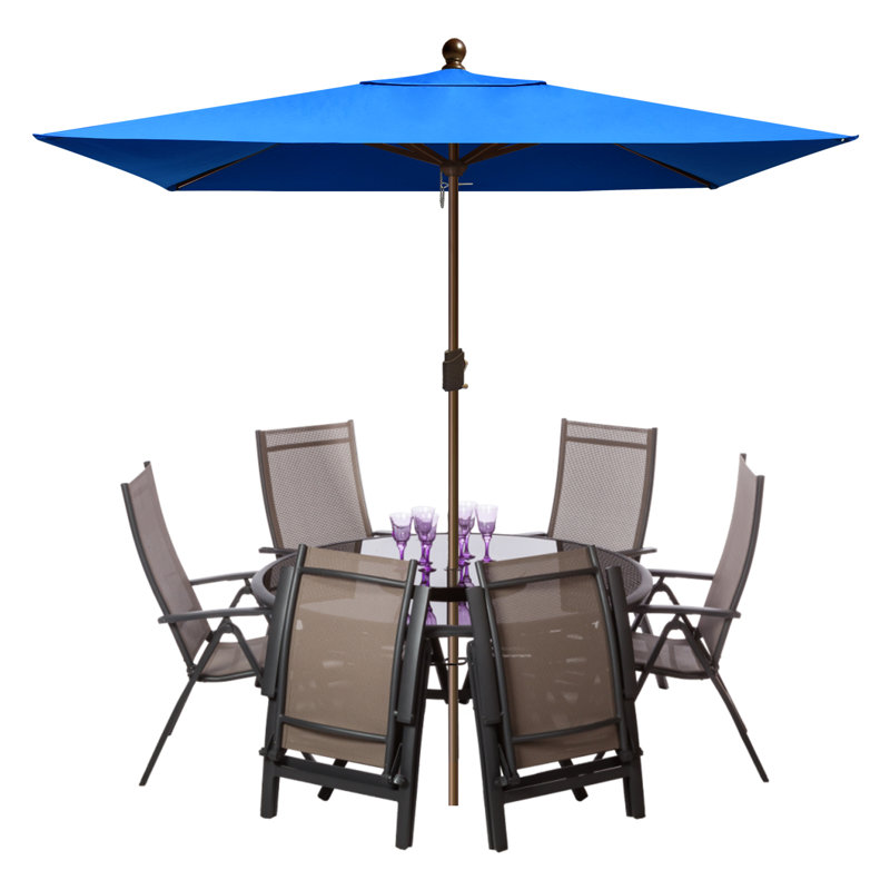 Parasol de marché rectangulaire 6 pi 6 po x 10 pi Monek, Bleu