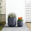 Pot à fleurs rond en béton moyen avec trous de drainage pour intérieur et extérieur 11 po. Bleu marine (intérieur amélioré)-1238377511-1238377560