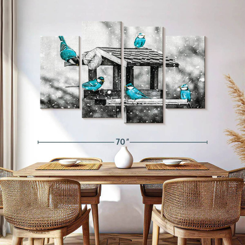 Blue Tits On Bird Feeder Pop, 42" H x 68" W