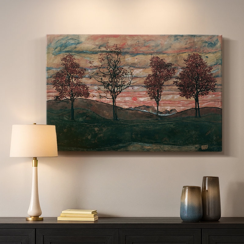 Quatre arbres (Vier Bäume) - Egon Schiele - Toile tendue avec châssis - 1917, 18 x 27