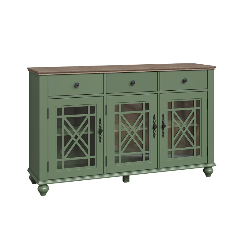 Buffet avec rangement, Green/Dark Brown