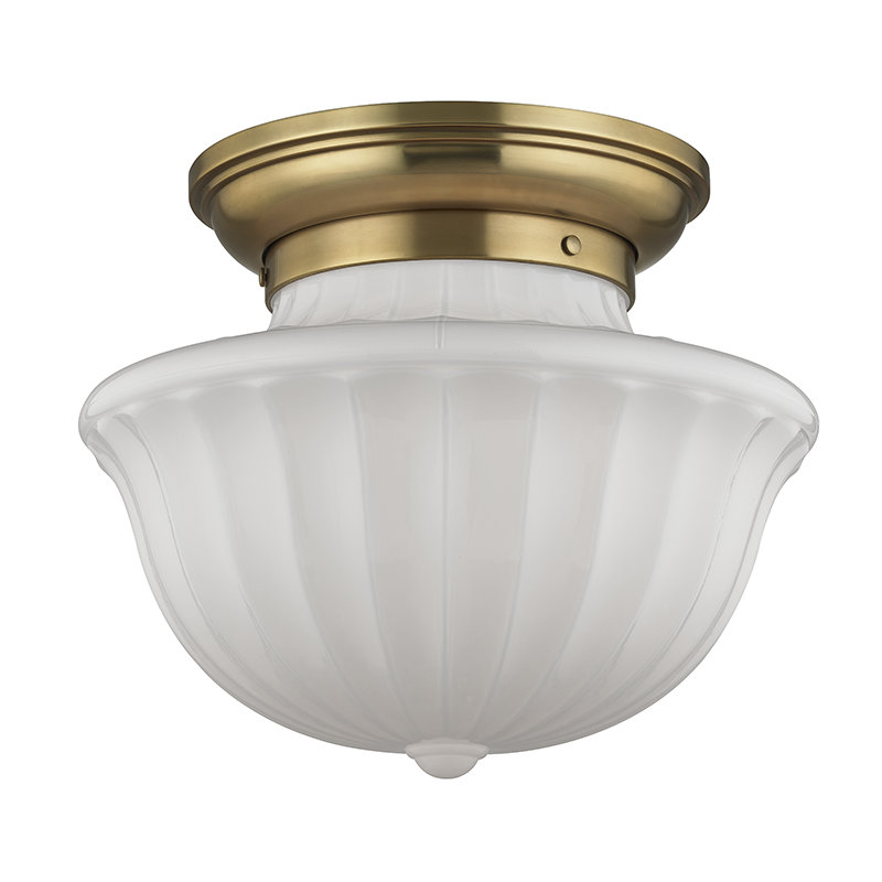 Maisie Glass Semi Flush Mount, Aged Brass, 12.5" H x 15" W
