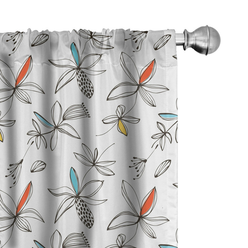 Floral Semi-Sheer Rod Pocket Curtain Panels, 28" x 84"