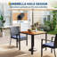 Ensemble de salle à manger d'extérieur 3 pièces, table en osier avec 2 chaises, trou pour parasol et coussins moelleux, mobilier de jardin pour terrasse, jardin, bord de piscine - Noir et bleu