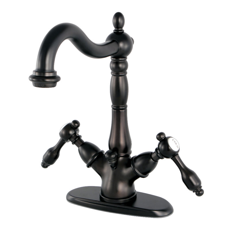 Robinet de salle de bain à fixation sur comptoir à deux poignées à un ou trois trous Kingston, Bronze huilé