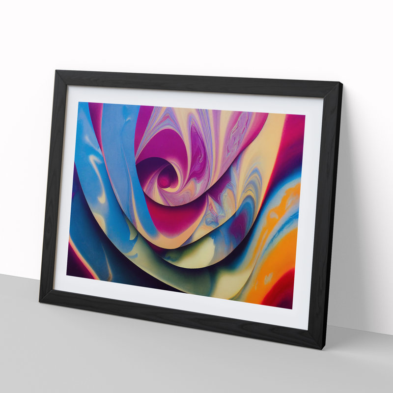 Pleasant Modern Abstract - Single Picture Frame Print, Black Framed, 46cm H x 64cm W x 2cm D
