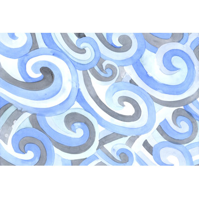 Blue Waves Watercolor - Wrapped Canvas Art Prints