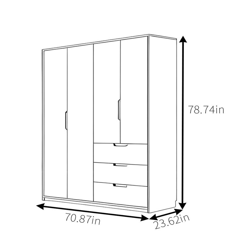 Garde-robe moderne, simple et classique, H 78,74 po x l 70,87 po x P 23,62 po