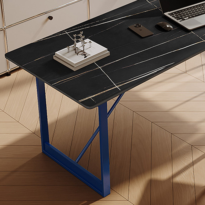Bureau d'écriture Modern Light, Blanc / noir / bleu, H 29,52 po x l 70,86 po x P 27,55 po