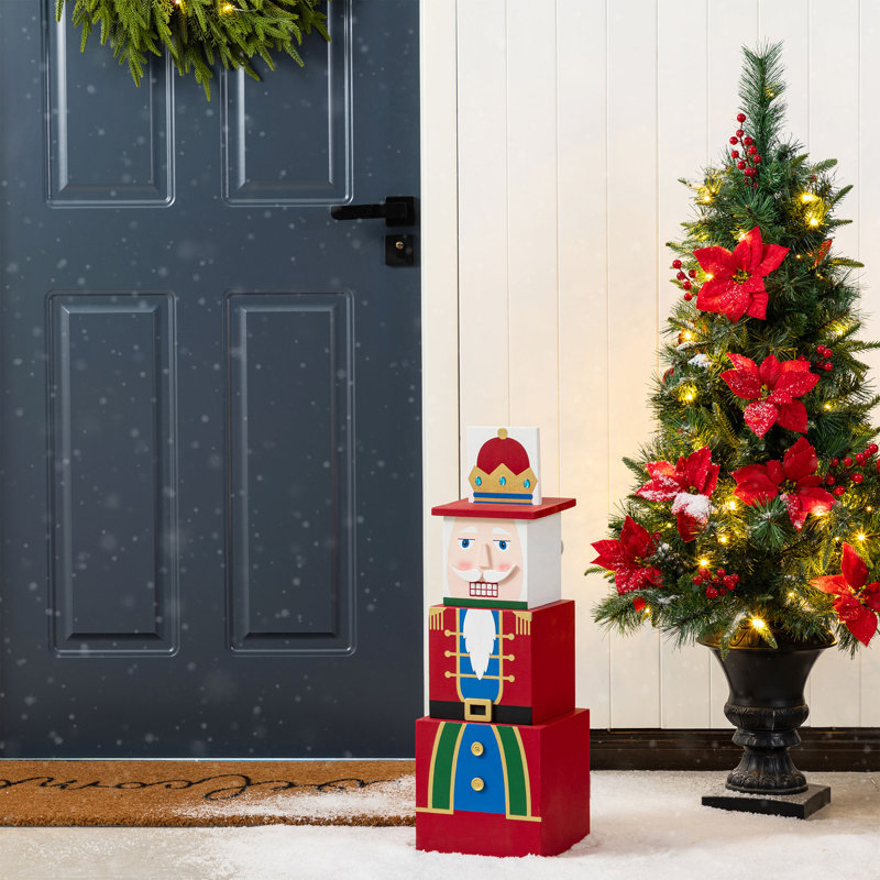 24.5"H Christmas Santa And Nutcracker Reversible Boxed Porch Decor