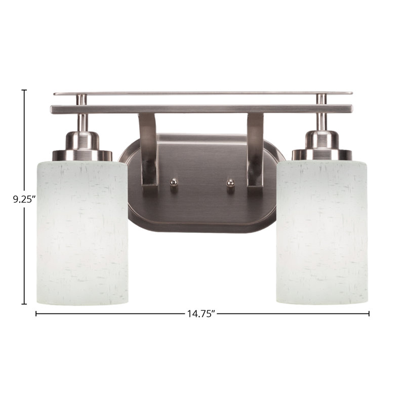 Barre d'éclairage de salle de bain 2 lumières Roderik, Nickel brossé, Grainé